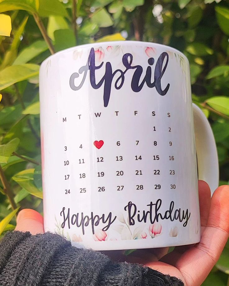 Personalized April Birthday Calendar Mug